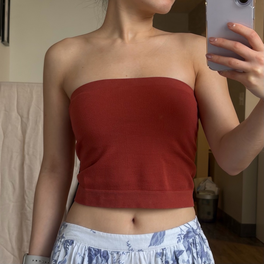 Urban Outfitters Burnt Orange Strapless Crop Top